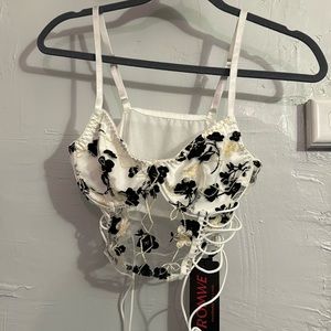 White Floral Bustier Top